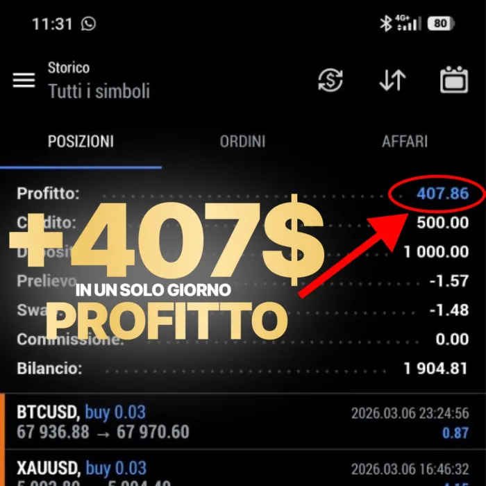 +407$ in un giorno